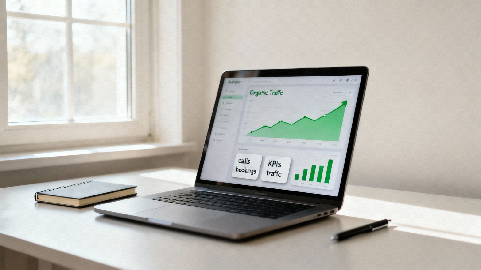 A graph showing a positive upward trend, symbolising SEO ROI.