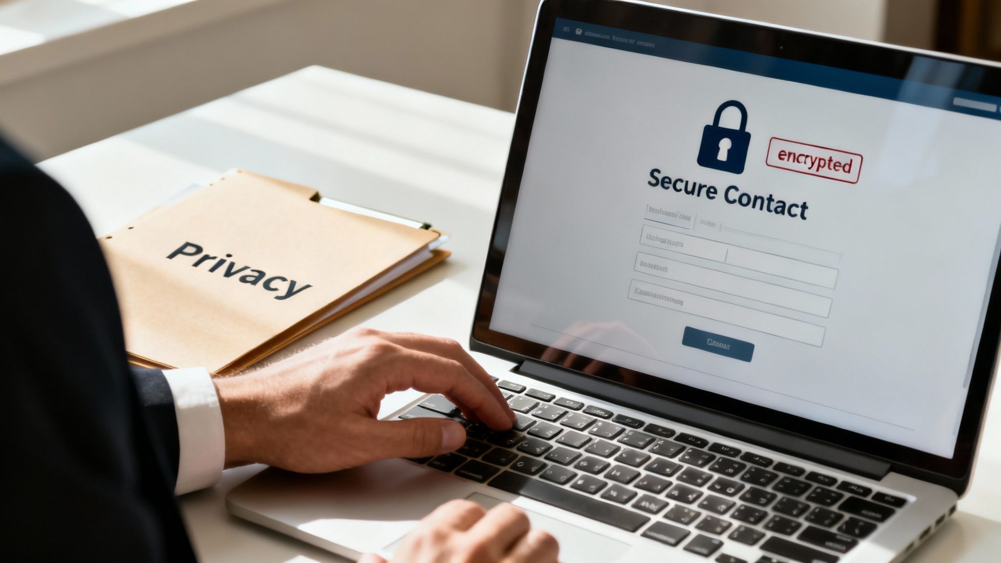 A stylised image of a padlock and shield on a digital background, representing website security and data protection.