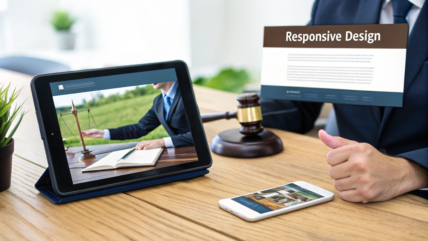 A collage of four different law firm website homepages, all demonstrating clean design, clear navigation menus, and professional photography.