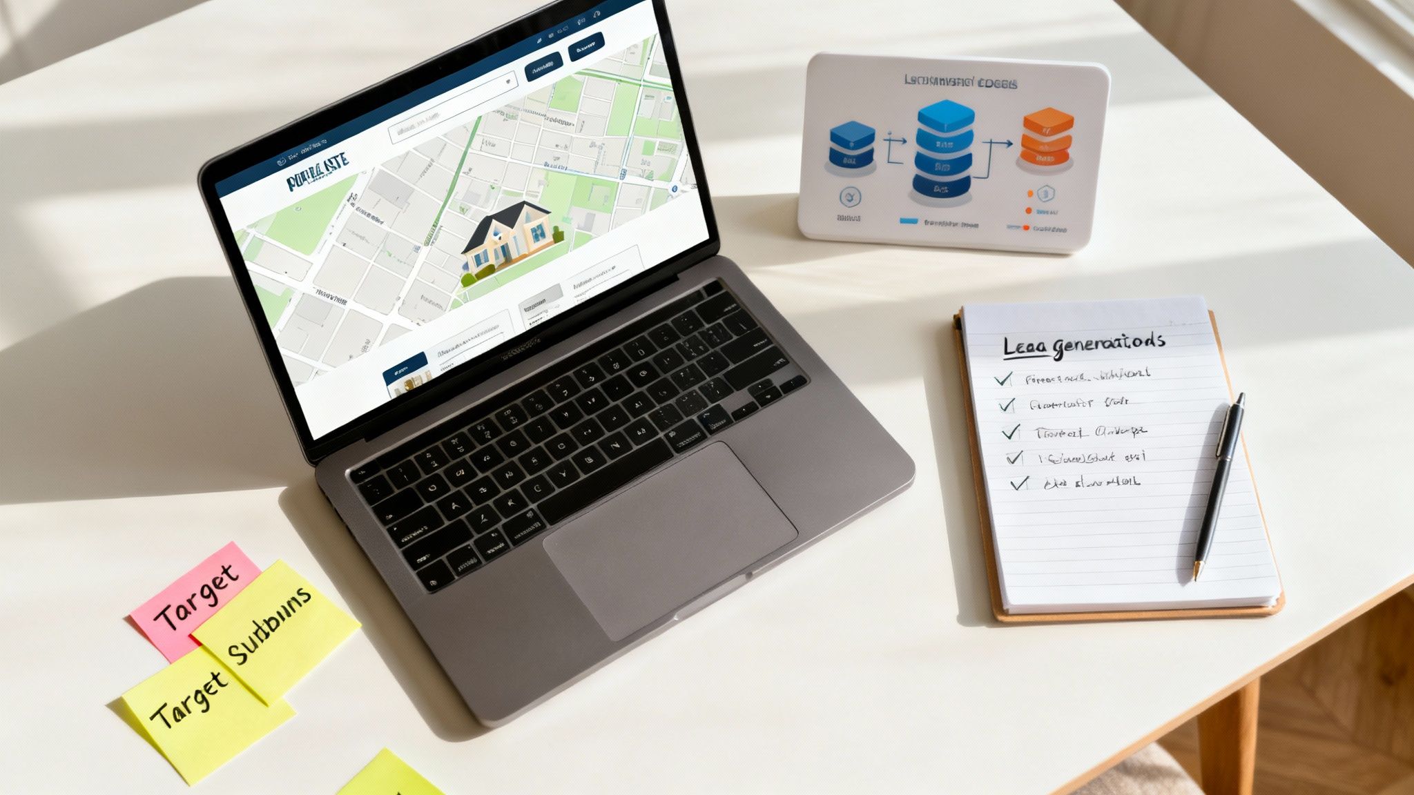 Architectural blueprint of a modern house on a wooden table, symbolizing the planning phase of website development.