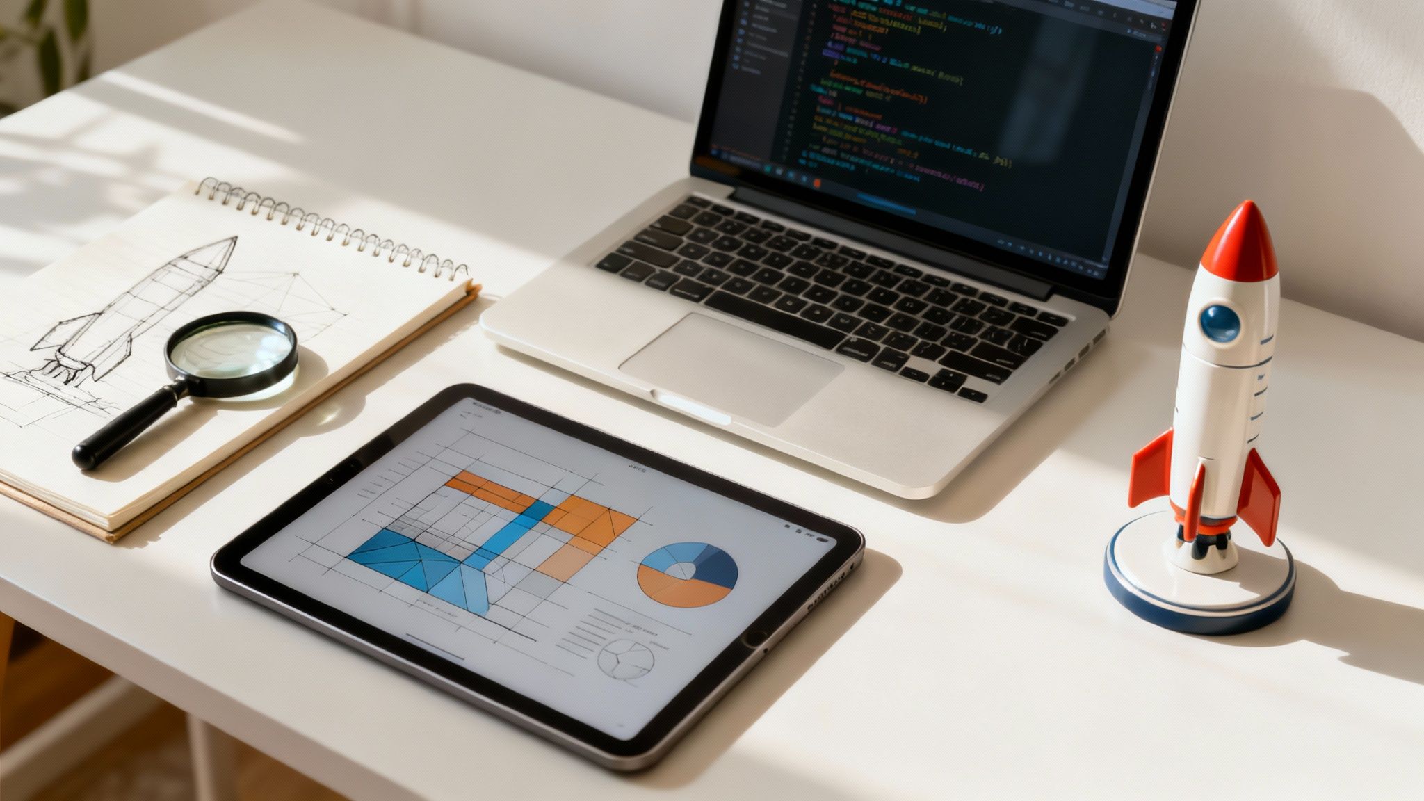 A group of web designers mapping out a website design on a whiteboard.