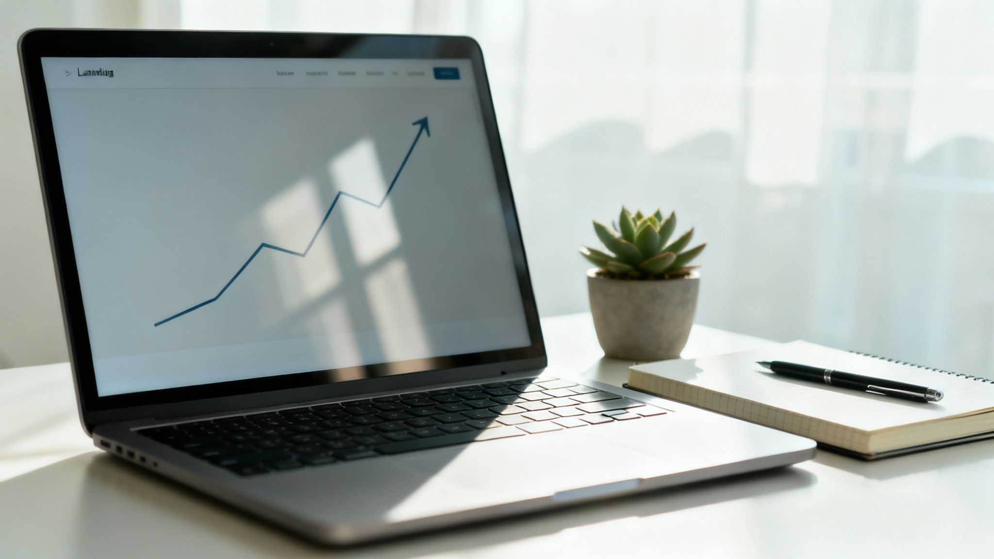 A chart showing upward-trending business growth, visually representing the impact of strategic website design and website development.
