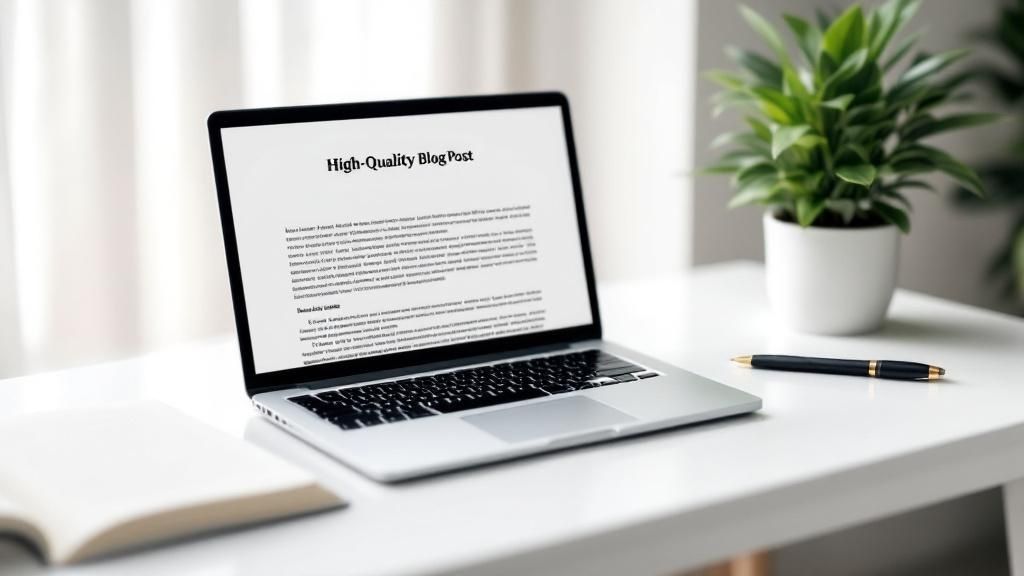 A person writing content ideas on a whiteboard