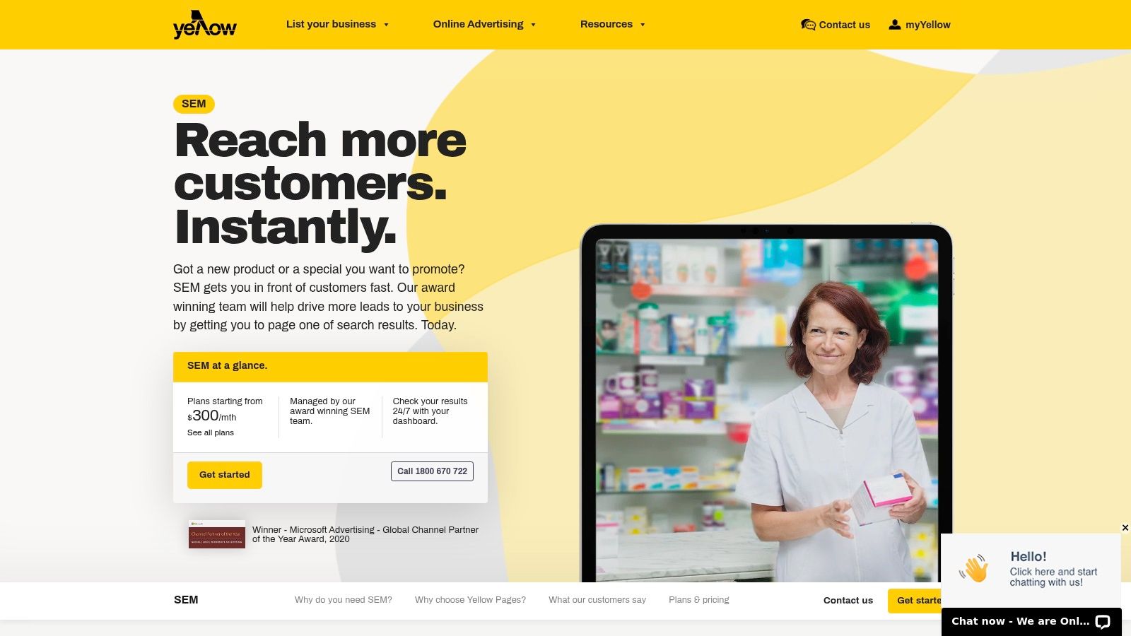 Yellow Pages Australia – Managed SEM dashboard showing campaign performance