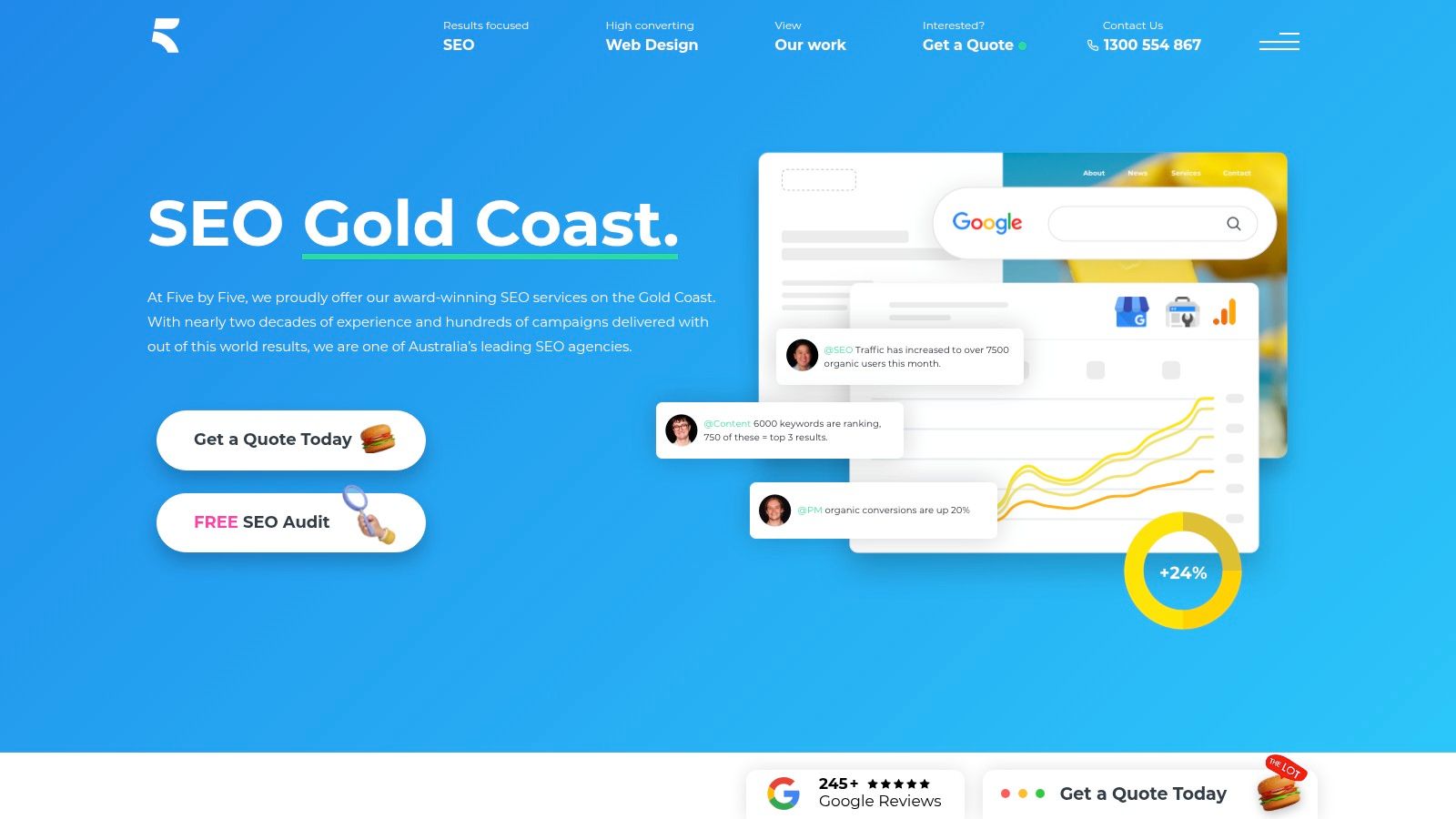 Five by Five homepage showcasing their services