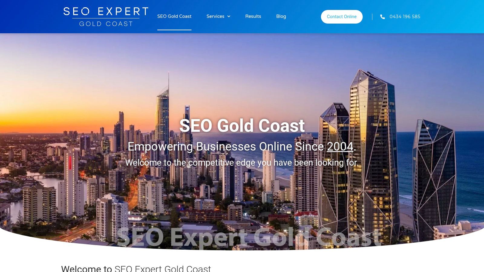 SEO Expert Gold Coast homepage showcasing their expertise