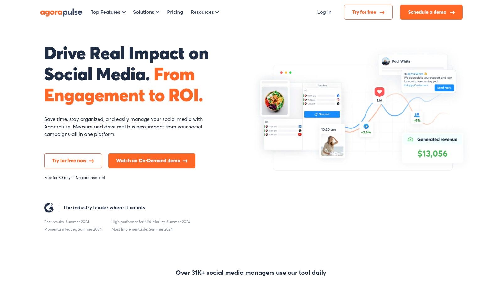 Agorapulse inbox showing social media conversations and user engagement