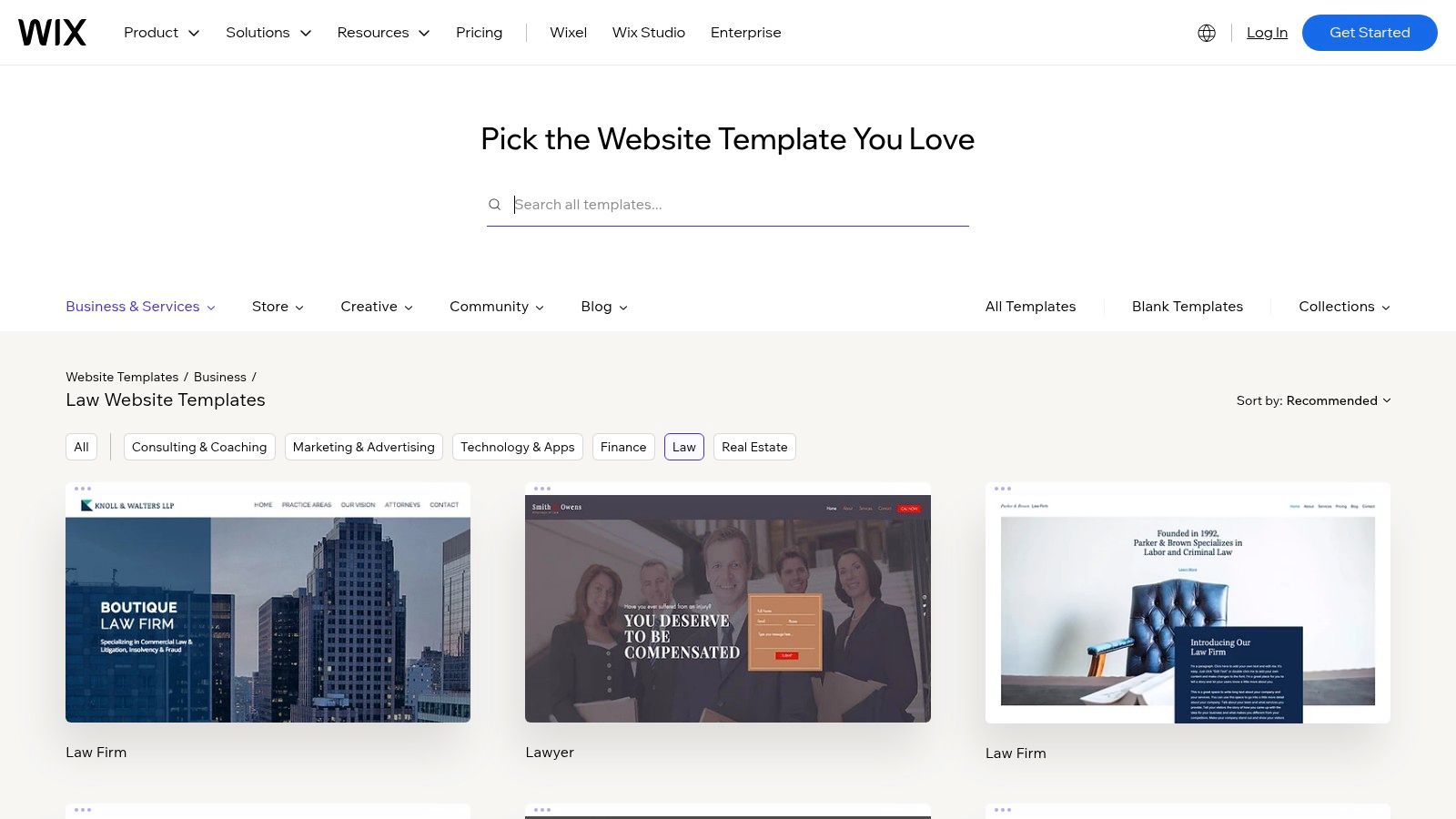 Wix – Law Website Templates (DIY builder)