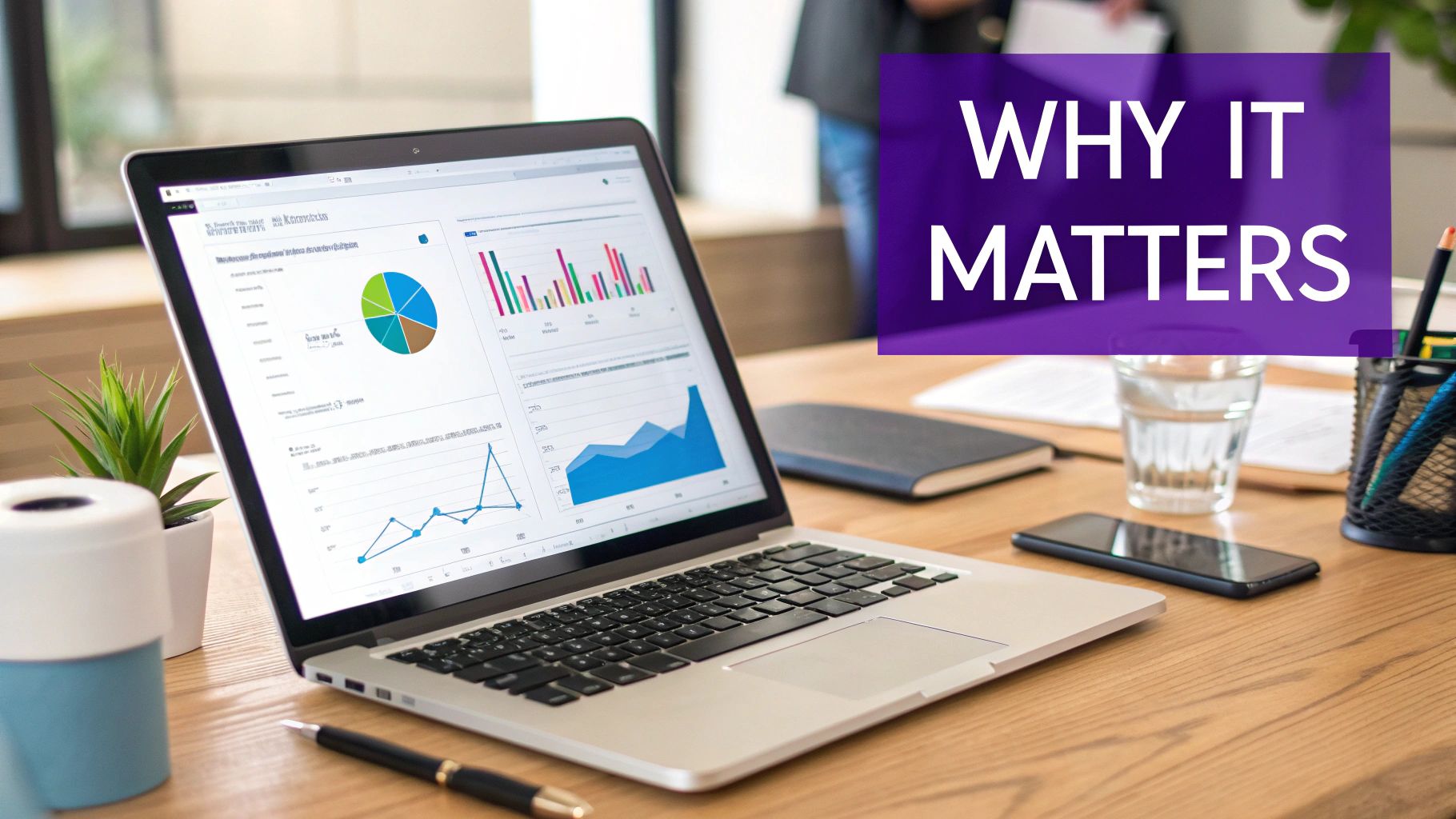 A business person looks at a website on a laptop, analyzing why visitors are leaving without making a purchase.