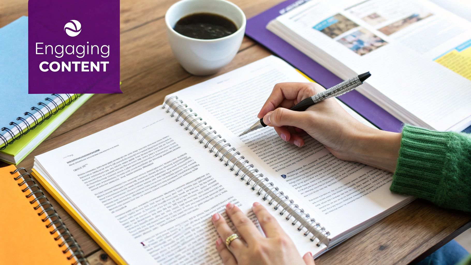 A person typing on a laptop, focused on creating engaging content.