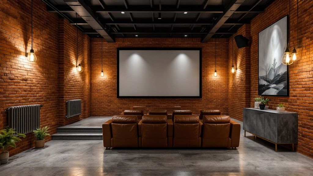Industrial Chic Cinema with Exposed Elements