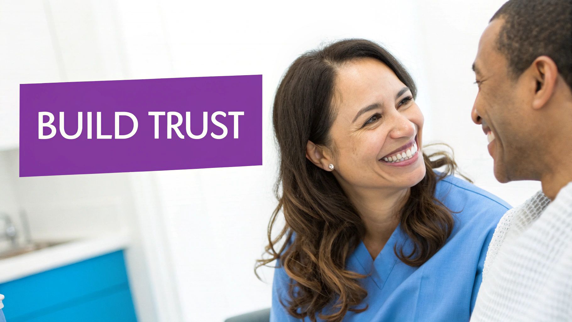 An authentic photo of a smiling dental team in their modern office.