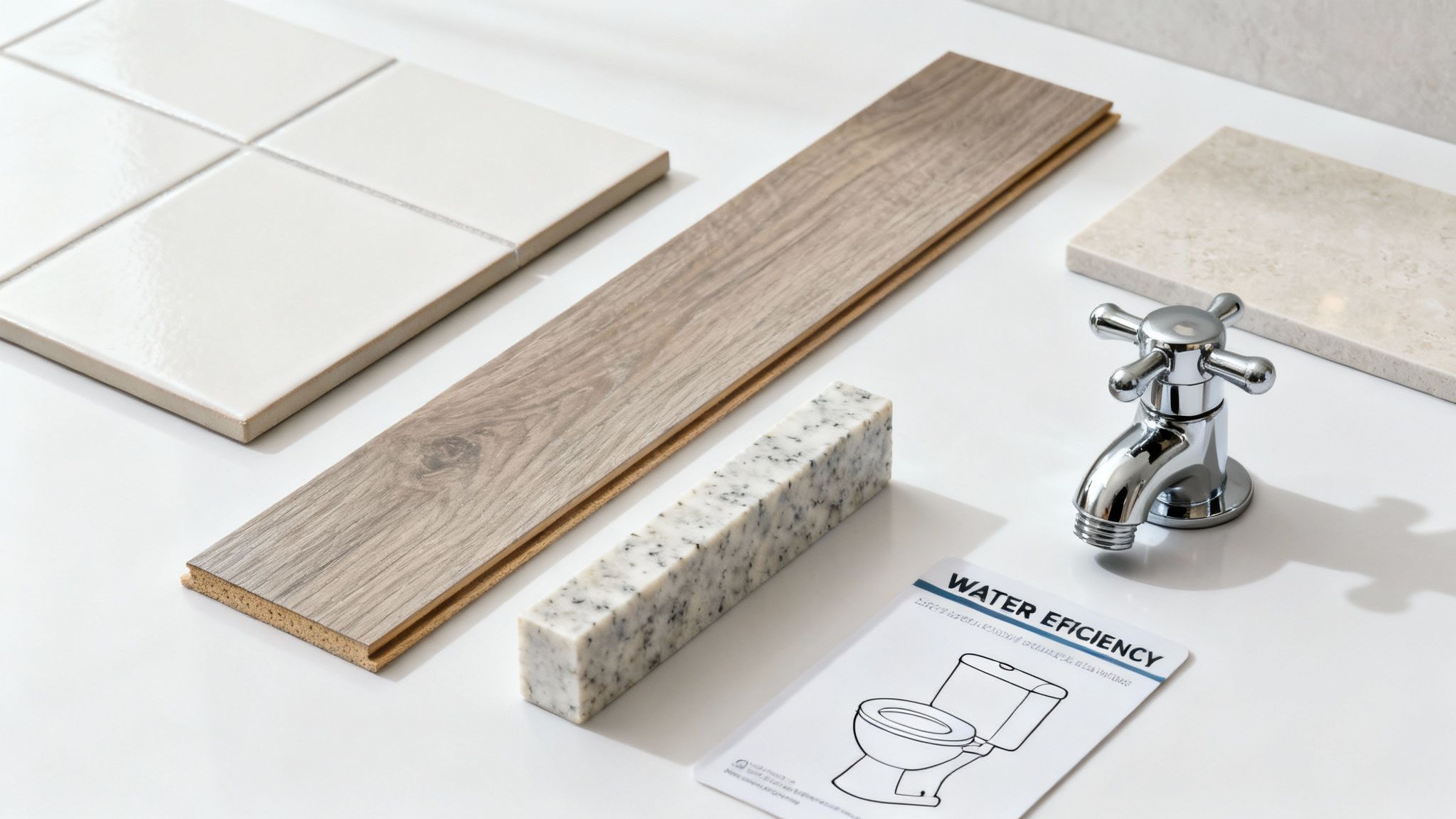 Bathroom with durable porcelain tile, quartz countertops, and modern fixtures.