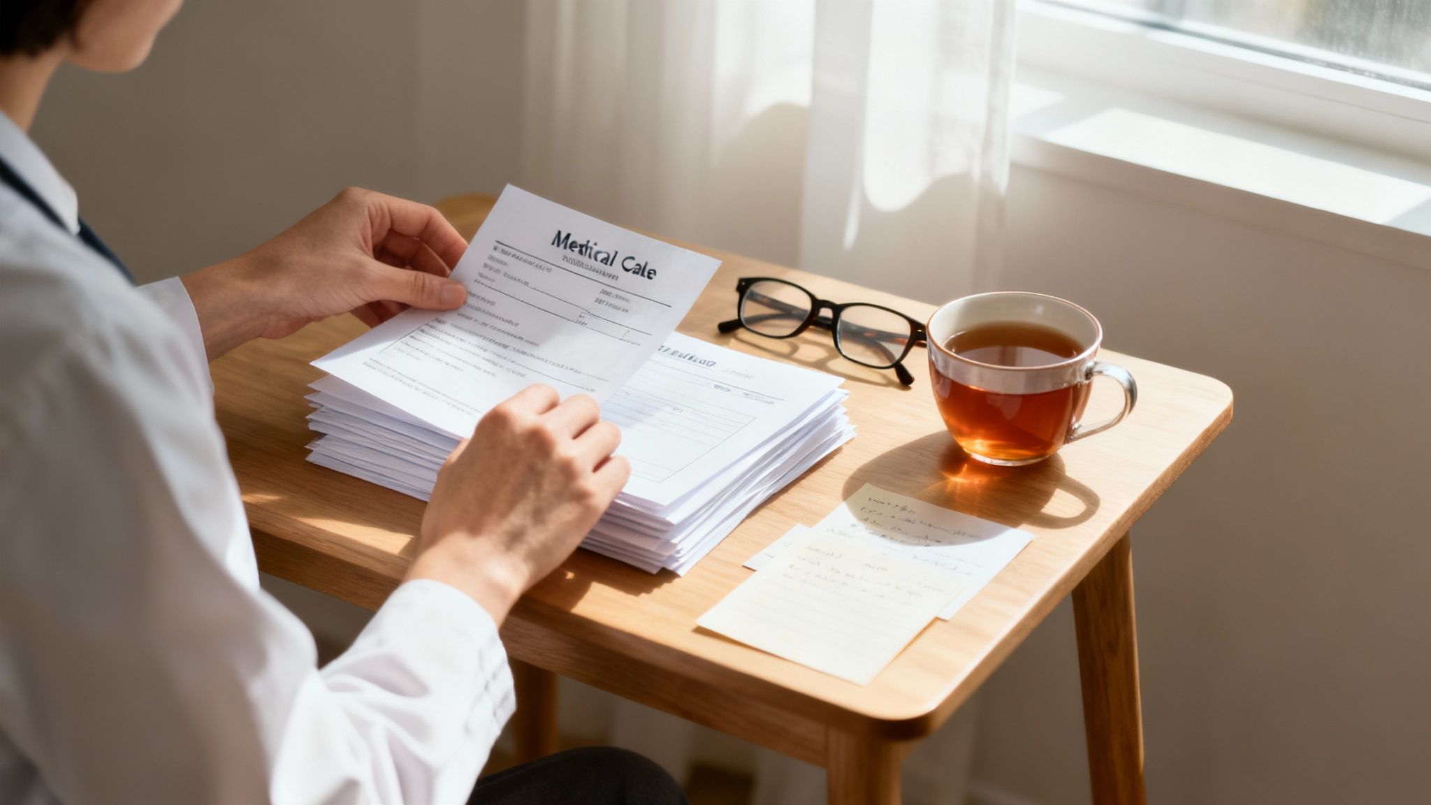 A person sitting on a couch, holding their knee in discomfort, illustrating the pain associated with fibromyalgia.