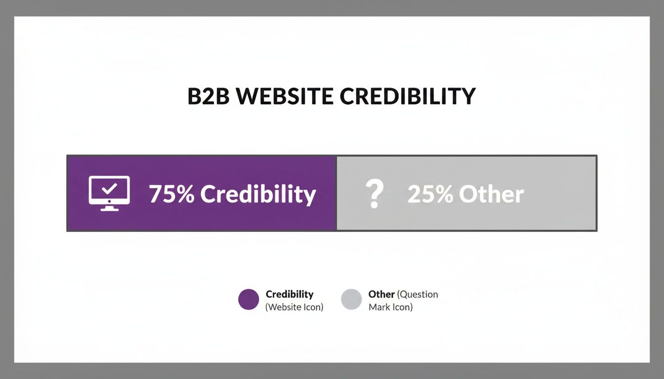 Infographic bar chart showing 75% B2B website credibility and 25% other factors.