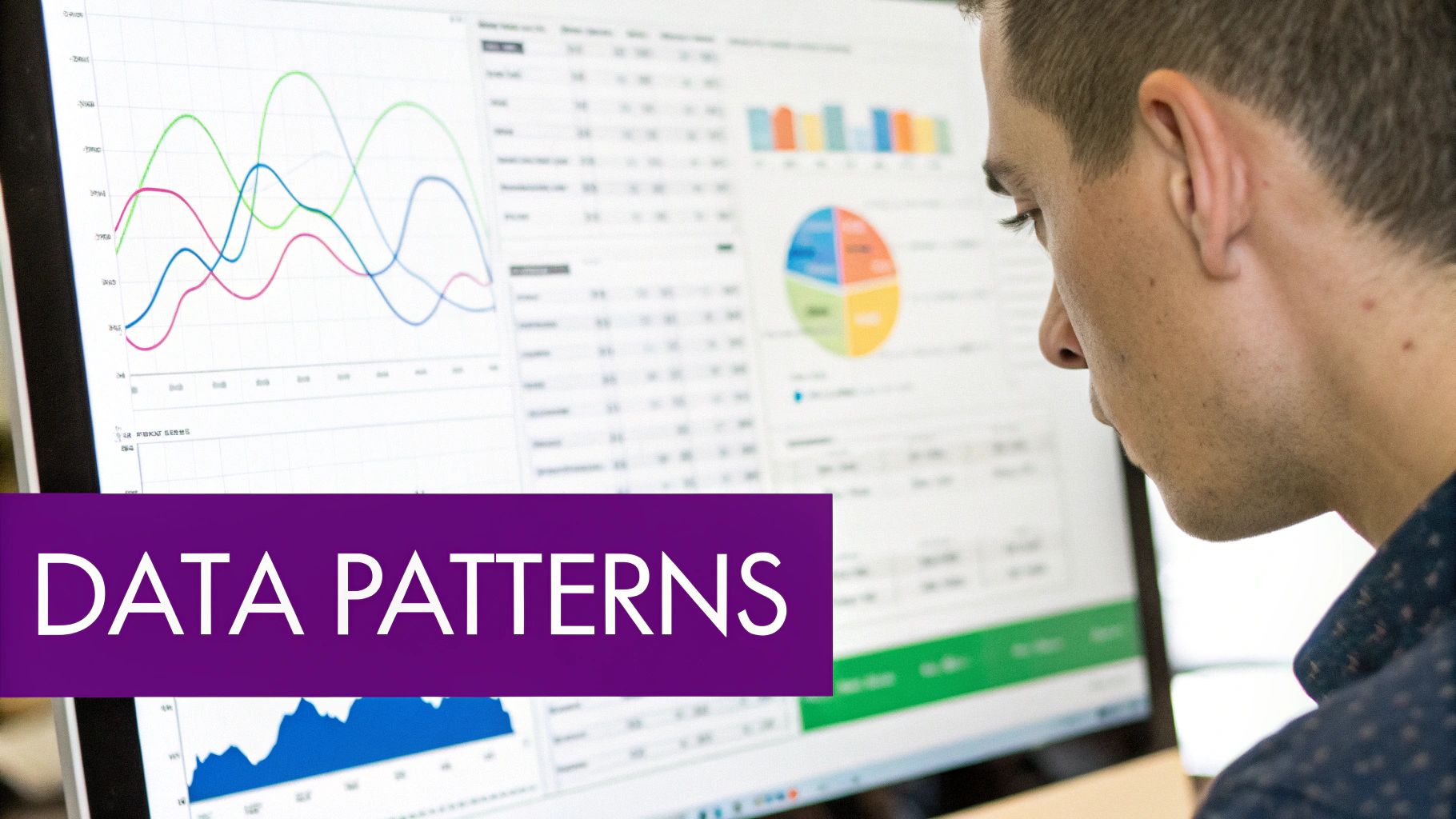A person using colorful sticky notes on a glass wall to organize and find patterns in customer data.
