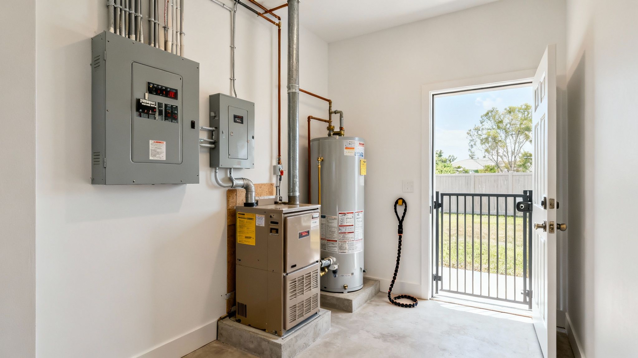 A neat and accessible utility room ready for a home inspection.