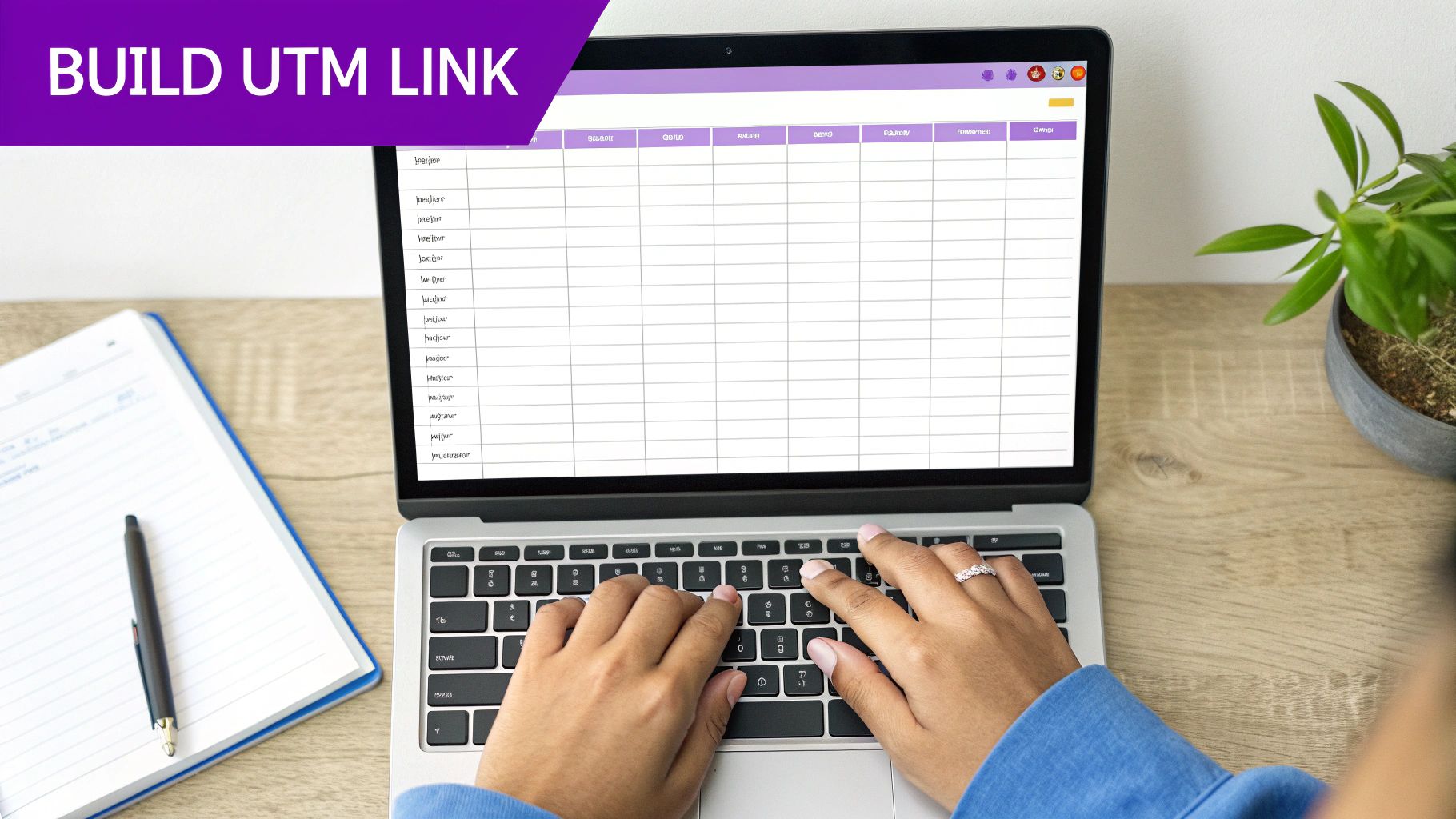 A screenshot of the Google Campaign URL Builder tool, showing fields for website URL, campaign source, medium, and name.