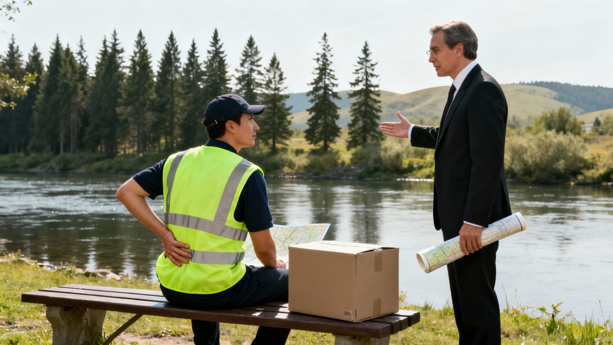 A person sitting at a desk, looking stressed while reviewing official-looking documents, representing the complexity of a workers' compensation claim.