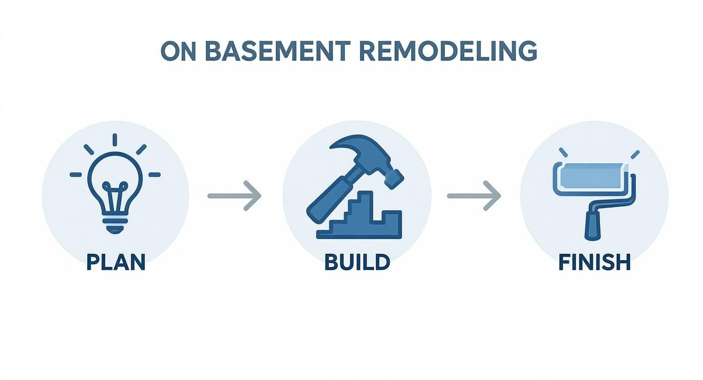 Infographic about basement remodeling how to