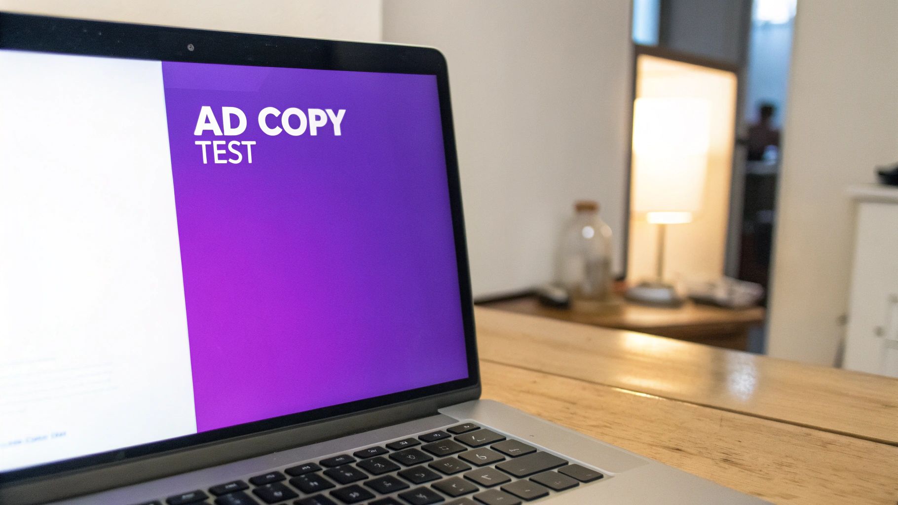 Infographic detailing the key components of ad copy optimization and A/B testing, including headlines, primary text, and calls-to-action.