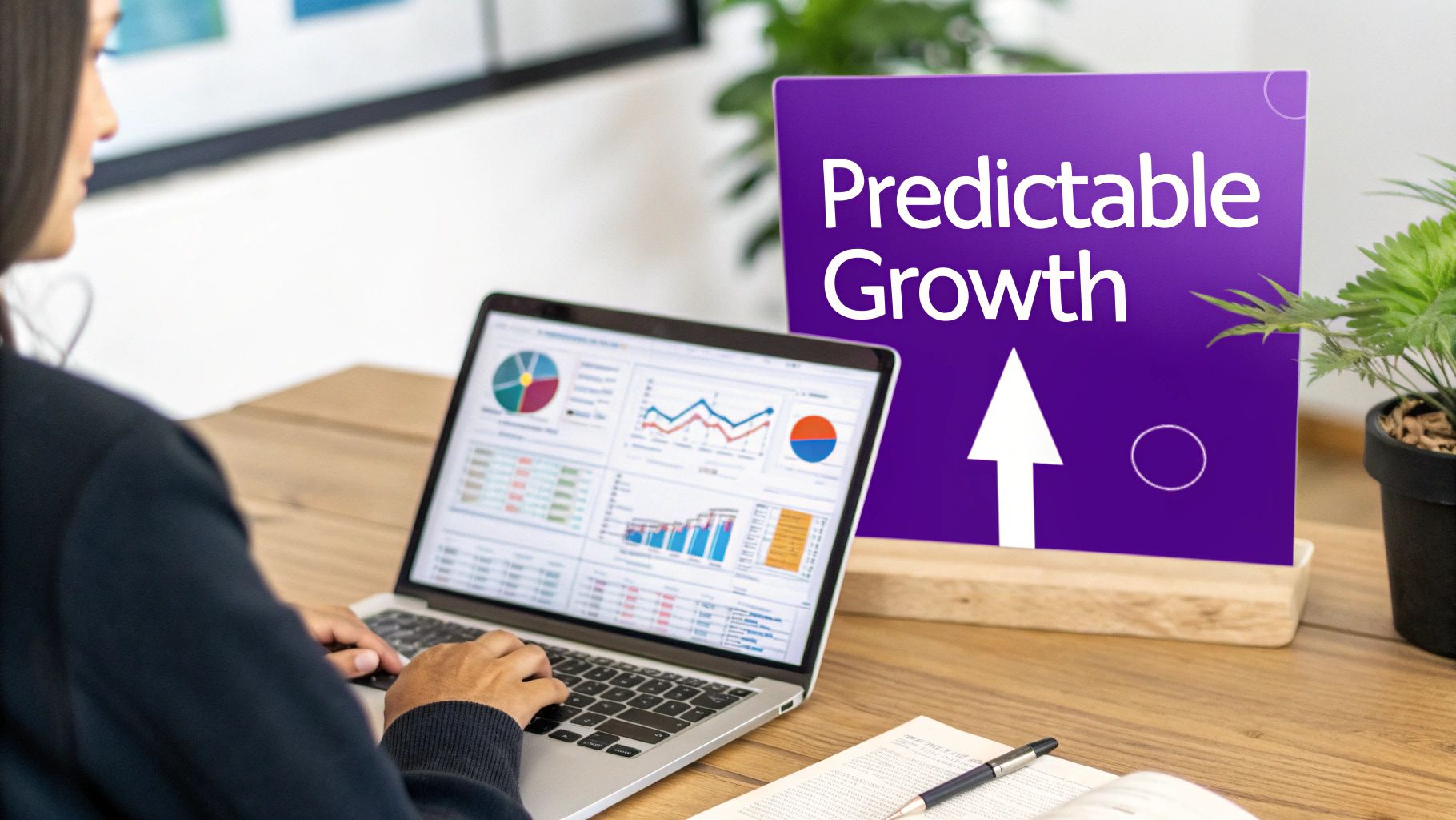 A digital marketer analyzing data on a laptop screen, showing the impact of UTM parameters on campaign tracking.