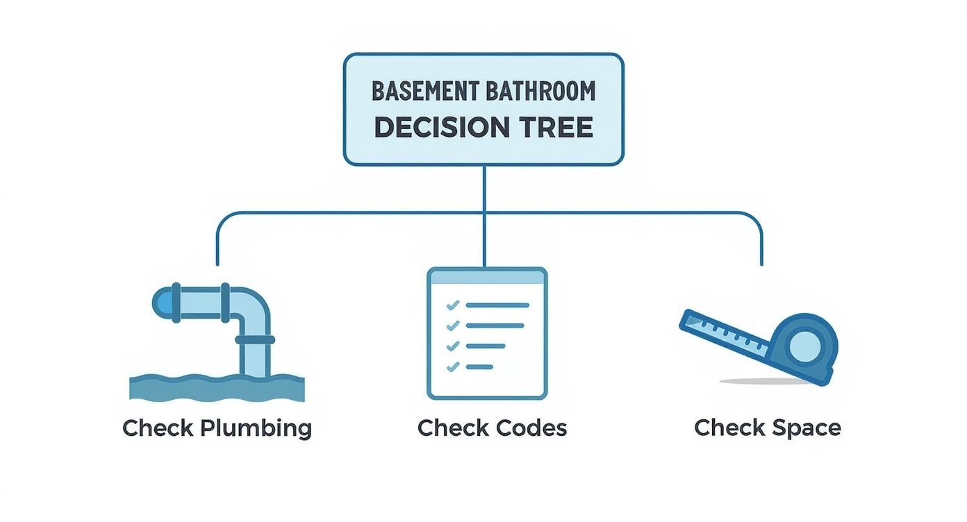 Infographic about how to put a bathroom in a basement