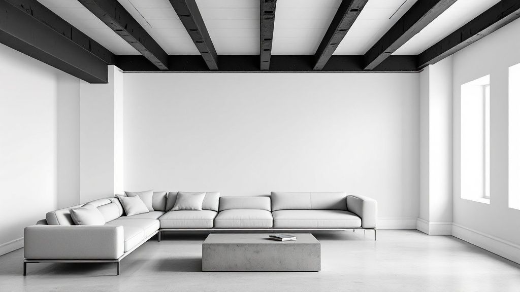 Painted Ceiling with Exposed Joists