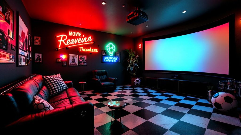Retro Drive-In Theater Basement Design