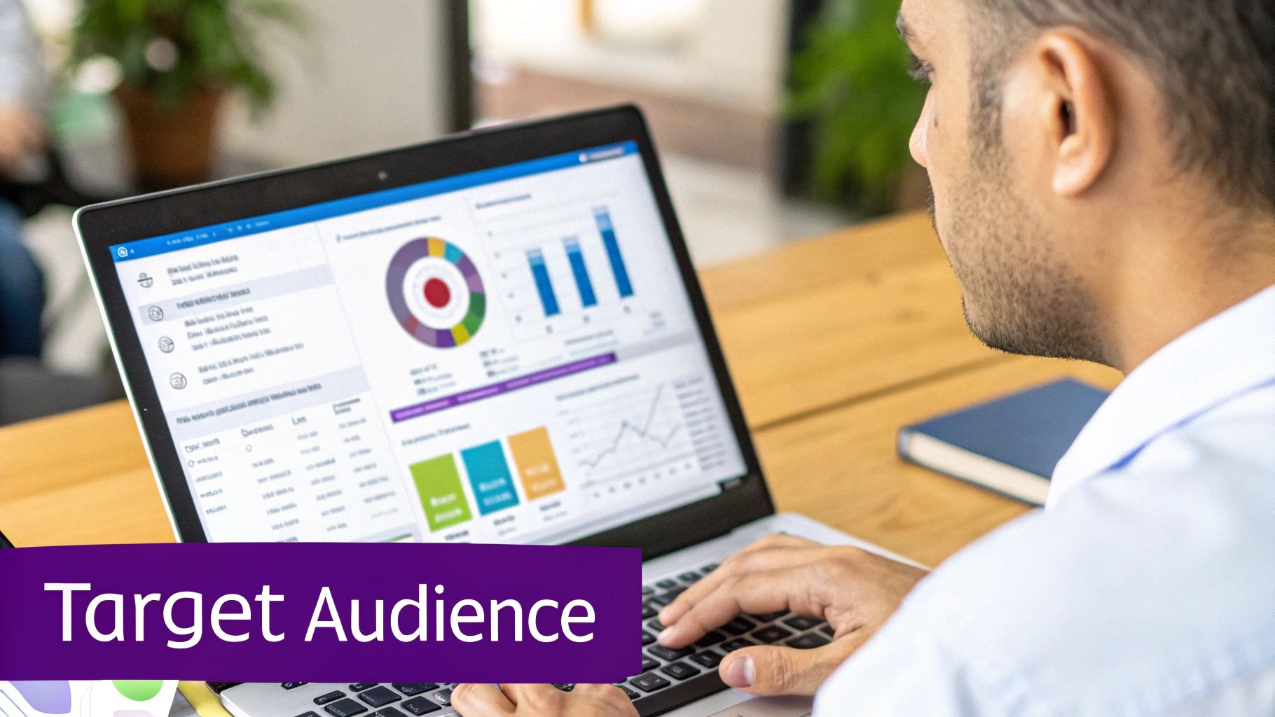 An abstract illustration showing colorful geometric shapes and lines representing customer data and personas.
