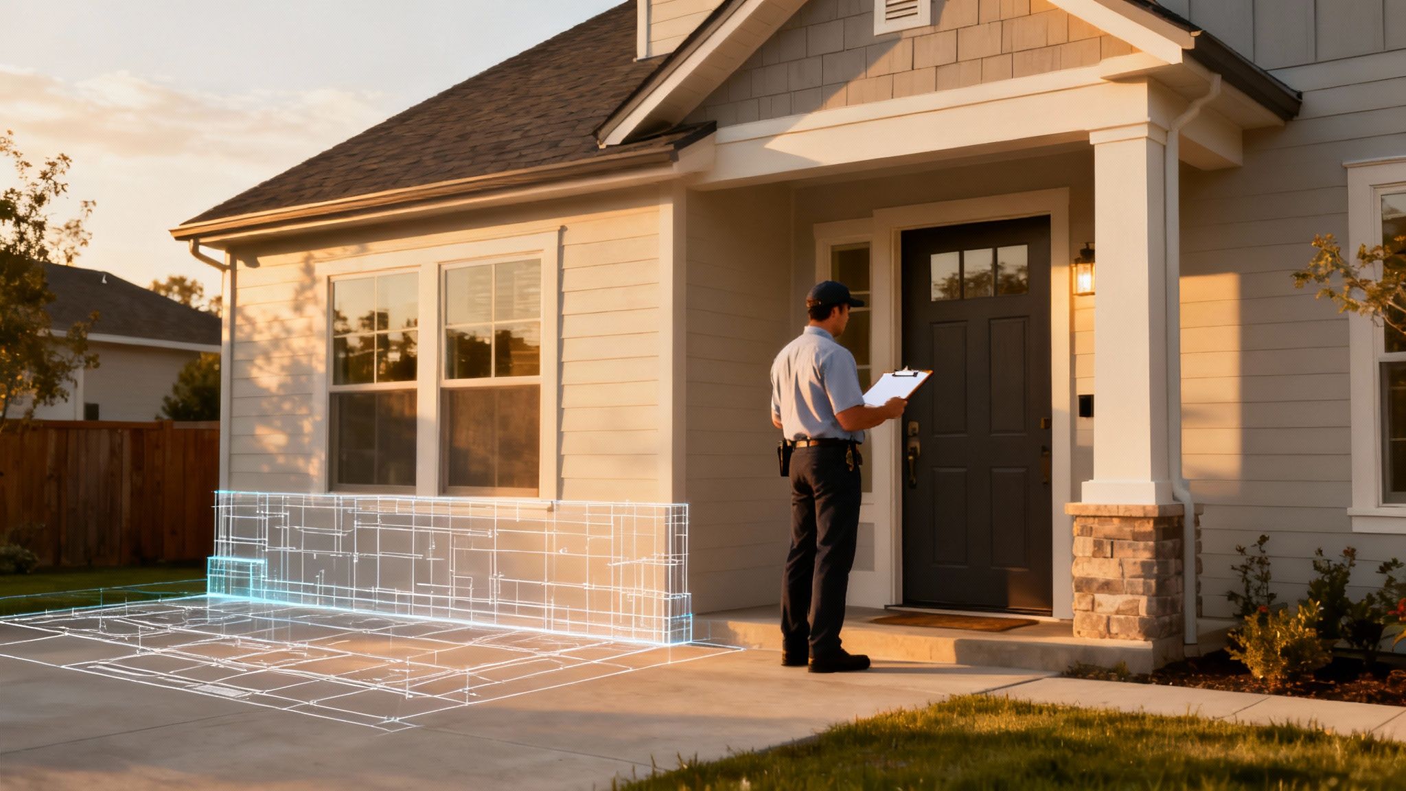 A home inspector examining the electrical panel of a house.