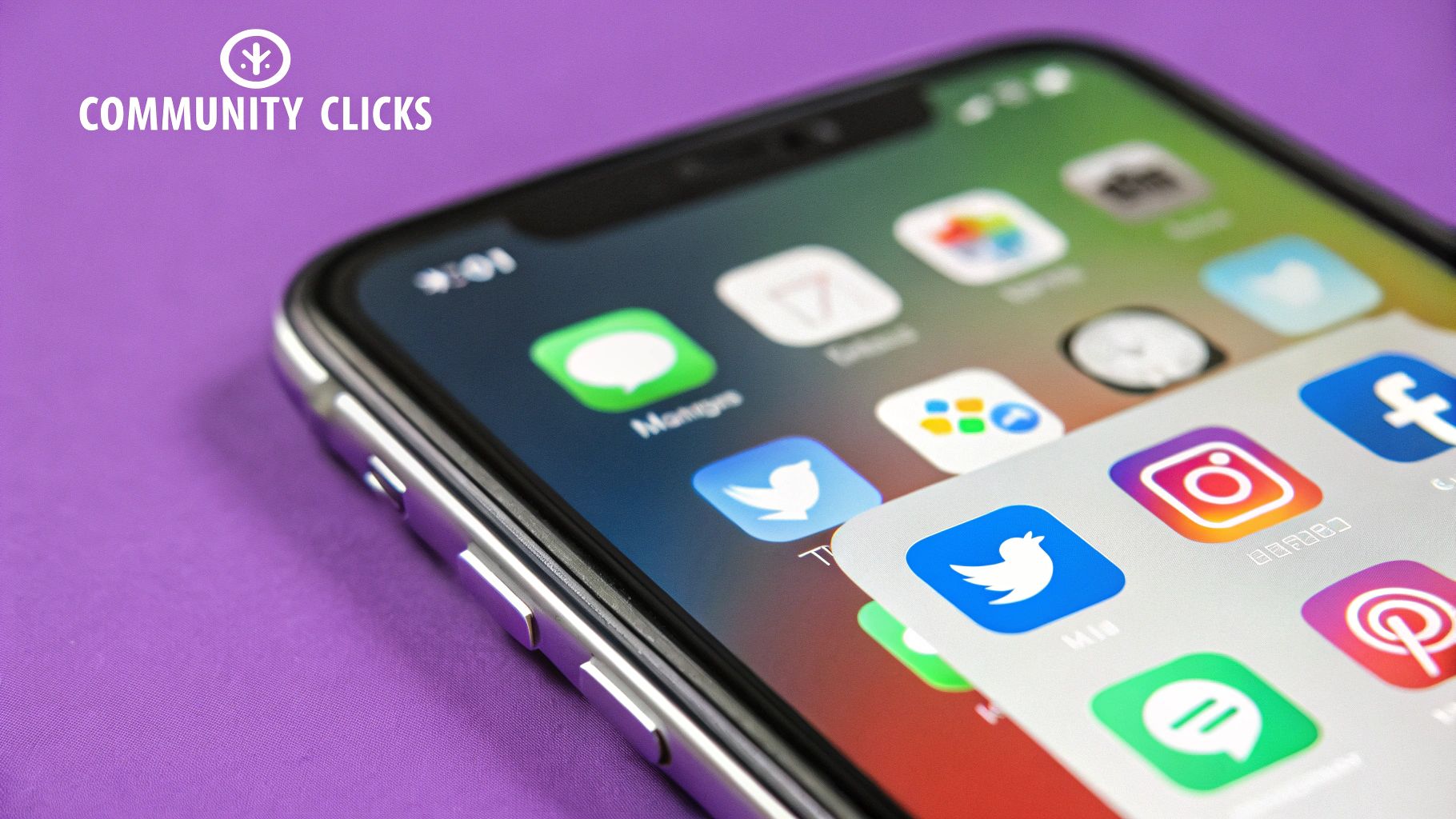 A person's hands holding a smartphone displaying social media icons and engagement metrics.