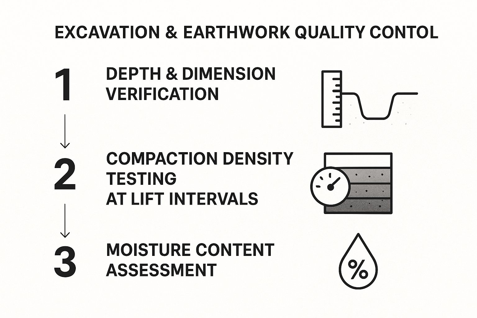 Infographic showing key data about Excavation and Earthwork Quality Control Checklist