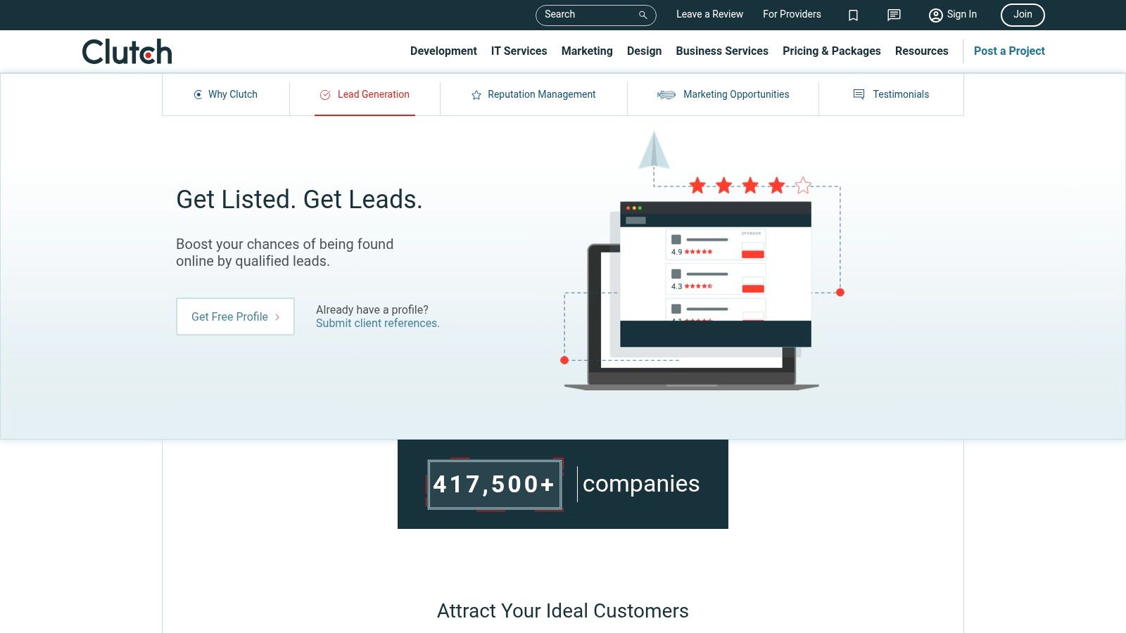 Clutch Leaders Matrix for Lead Generation