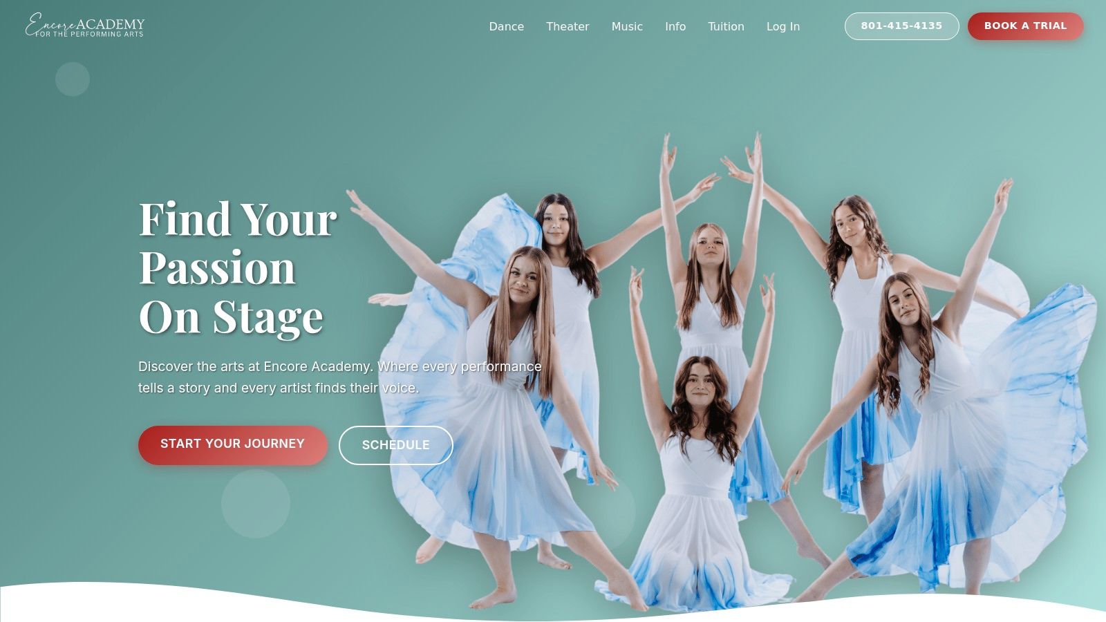 Group of young dancers in a studio, exemplifying the community at top dance studios like Encore Academy