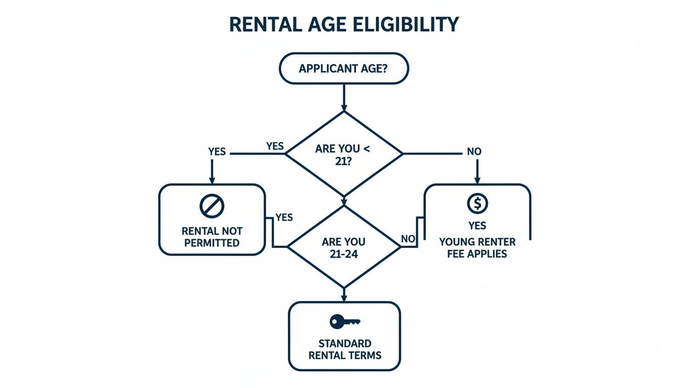 Infographic about car rental under 25 years old