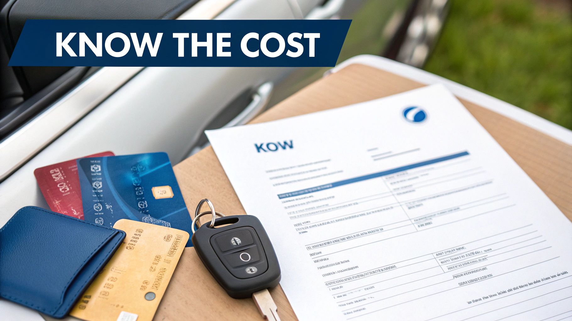 Receipt showing car rental costs, illustrating the financial aspect of an extension.