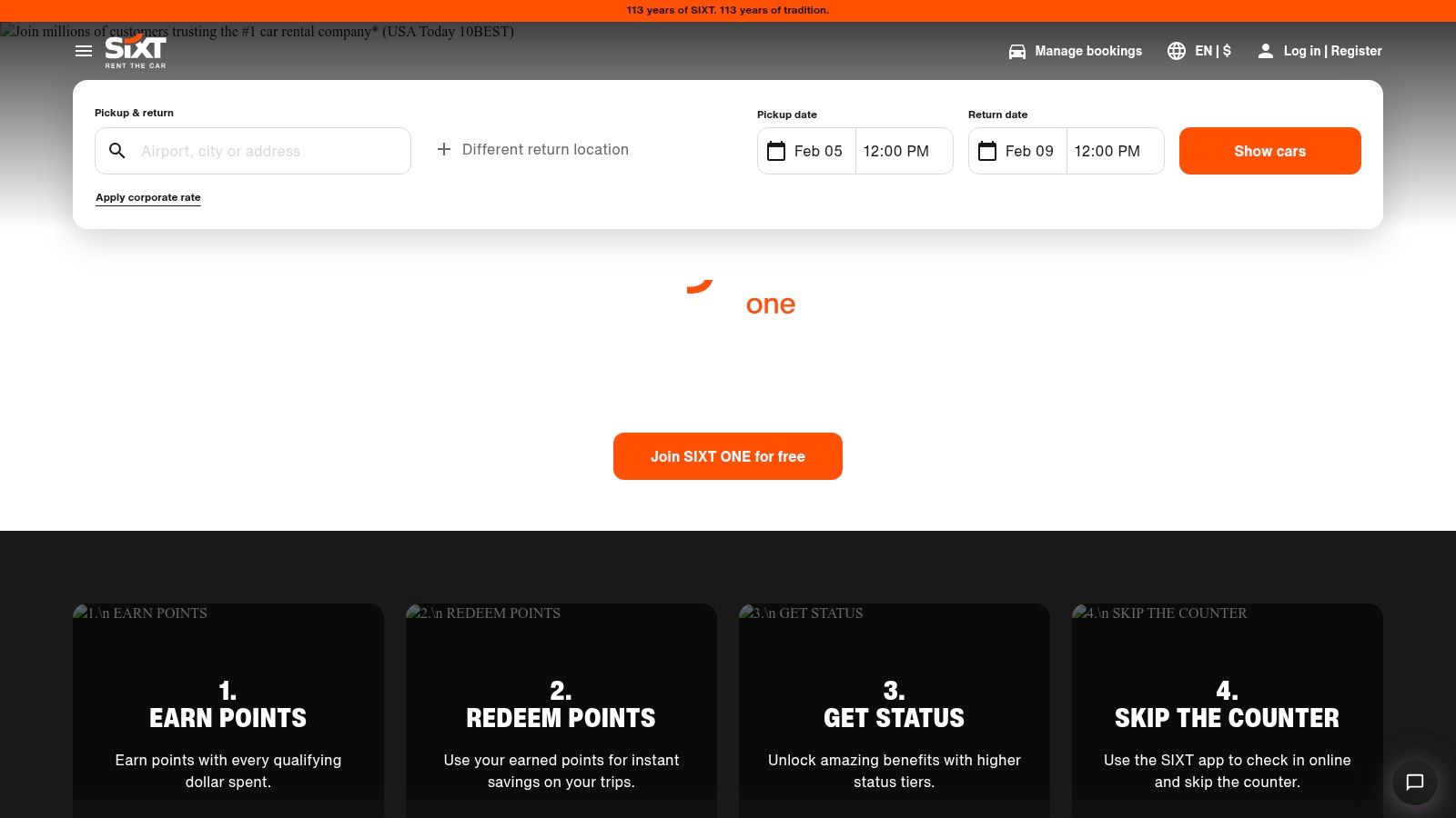SIXT – SIXT ONE Rewards Program