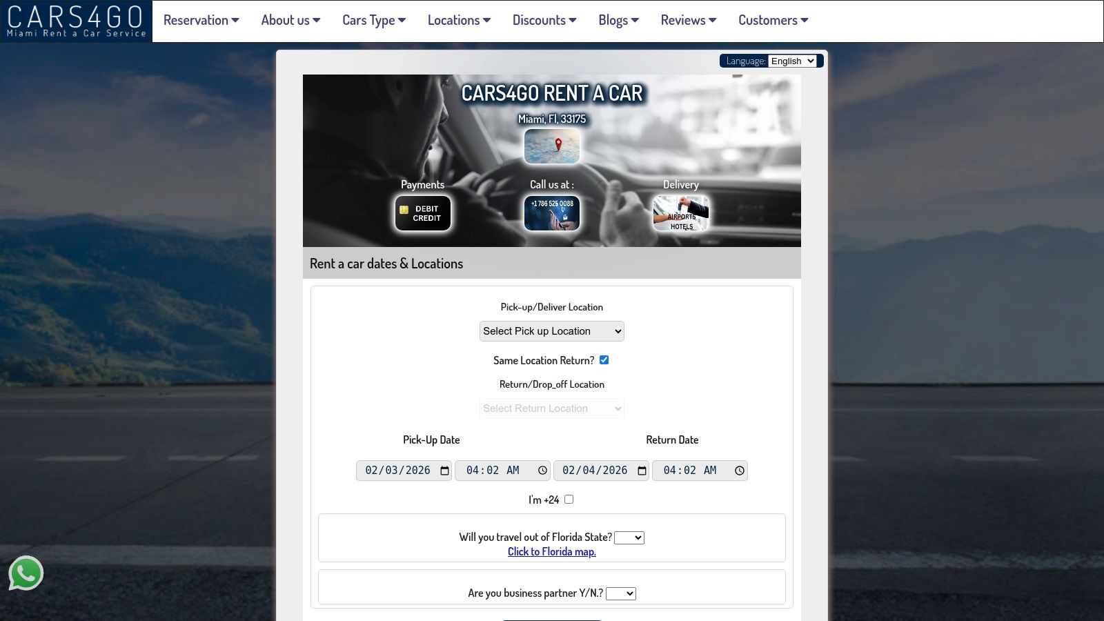 A user on a laptop booking a rental car with Cars4Go Rent A Car