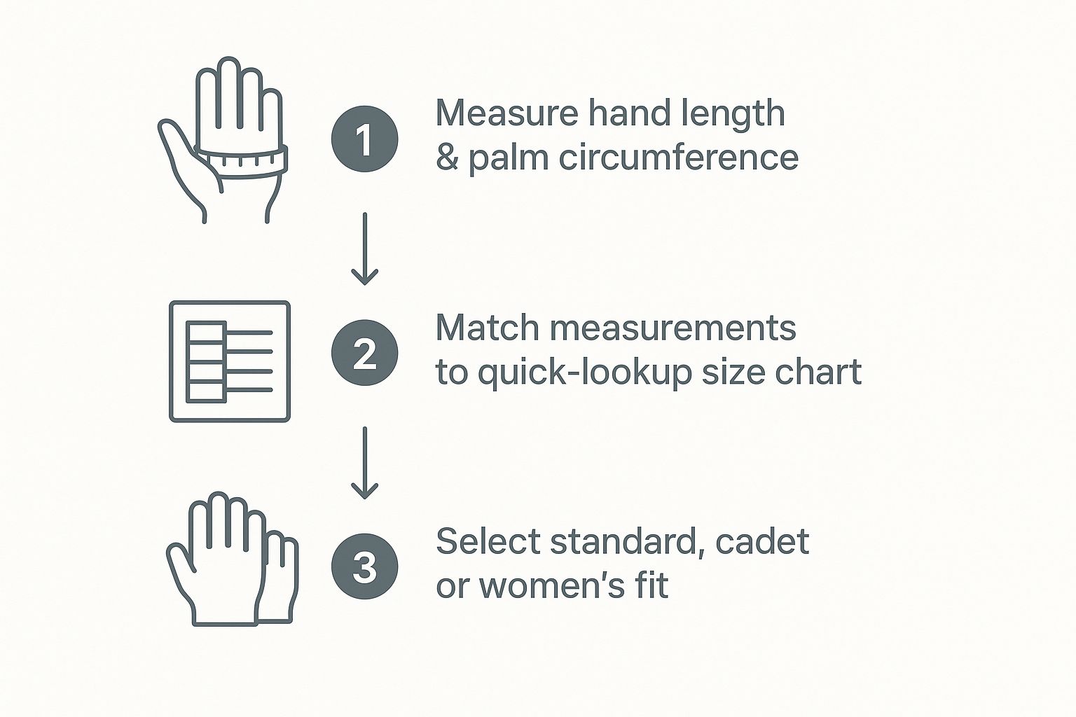 Infographic about golf glove size chart