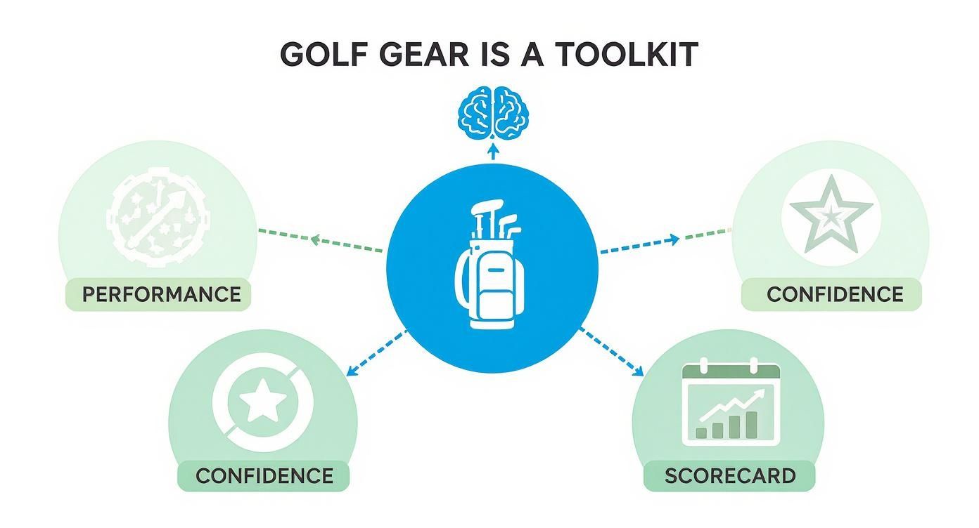 Infographic about golf apparel and accessories