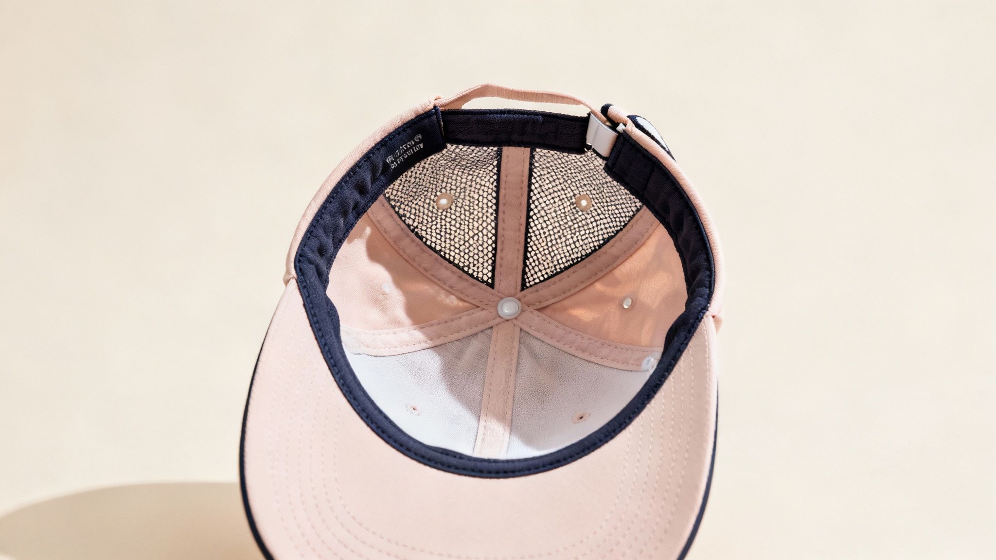 Close-up of a woman adjusting her white golf hat on the course