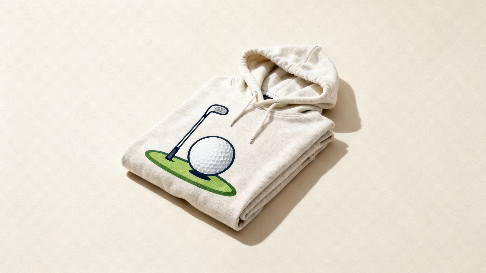 Man wearing a stylish, modern golf-themed t-shirt and smiling