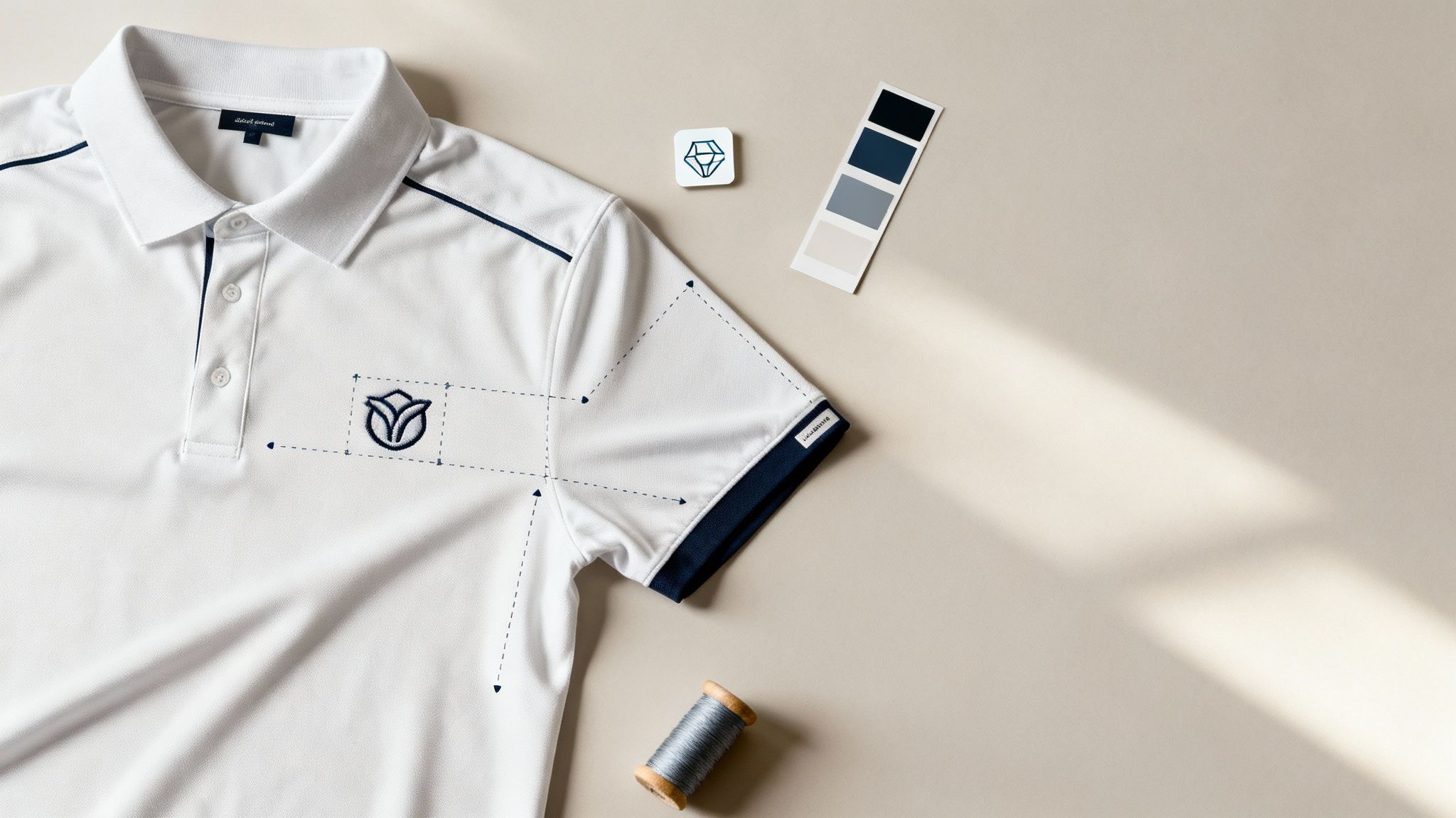 A designer working on a custom golf apparel logo on a computer screen