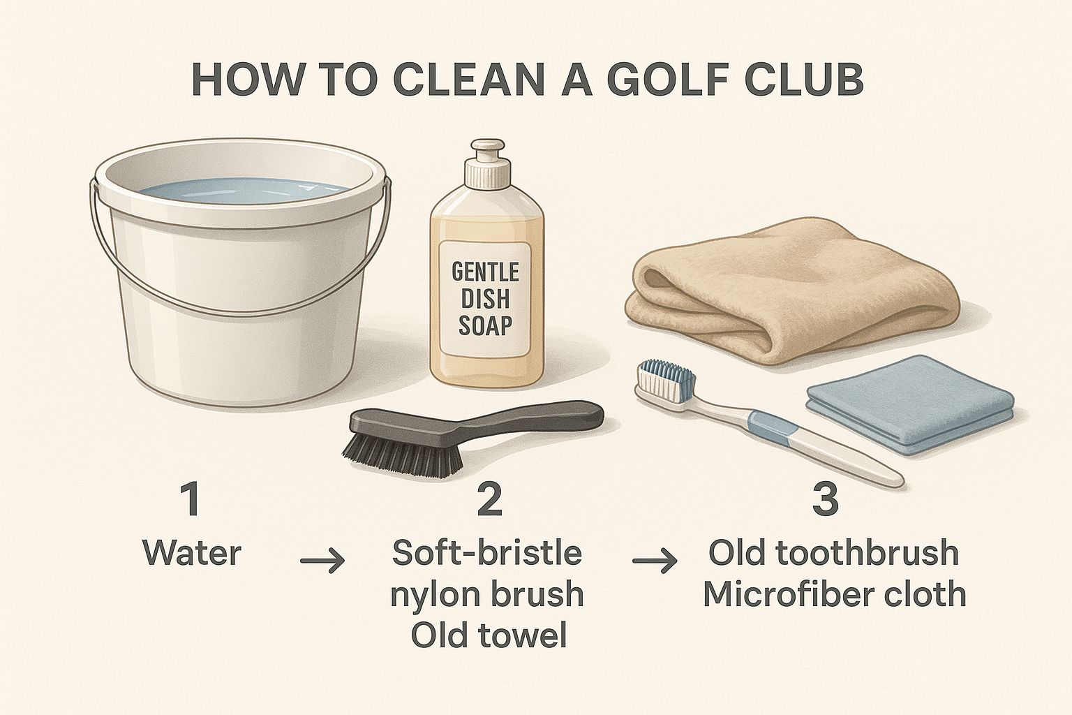 Infographic about how to clean golf clubs properly