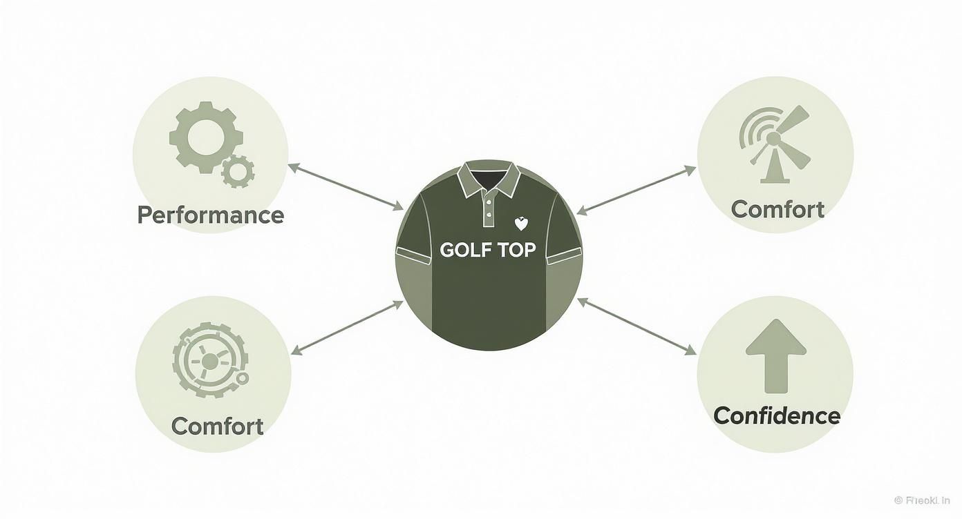 Infographic about women's sleeveless golf tops