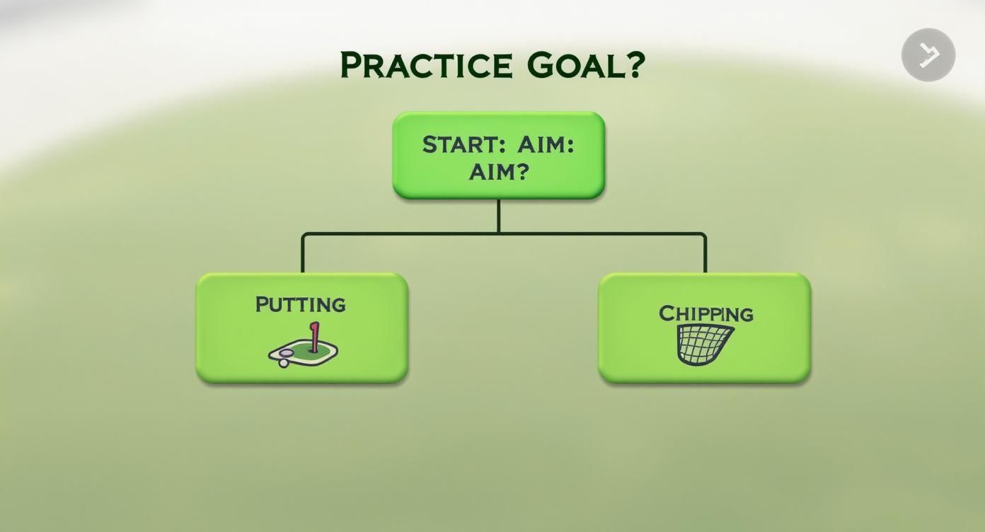 Infographic decision tree for golf practice goals