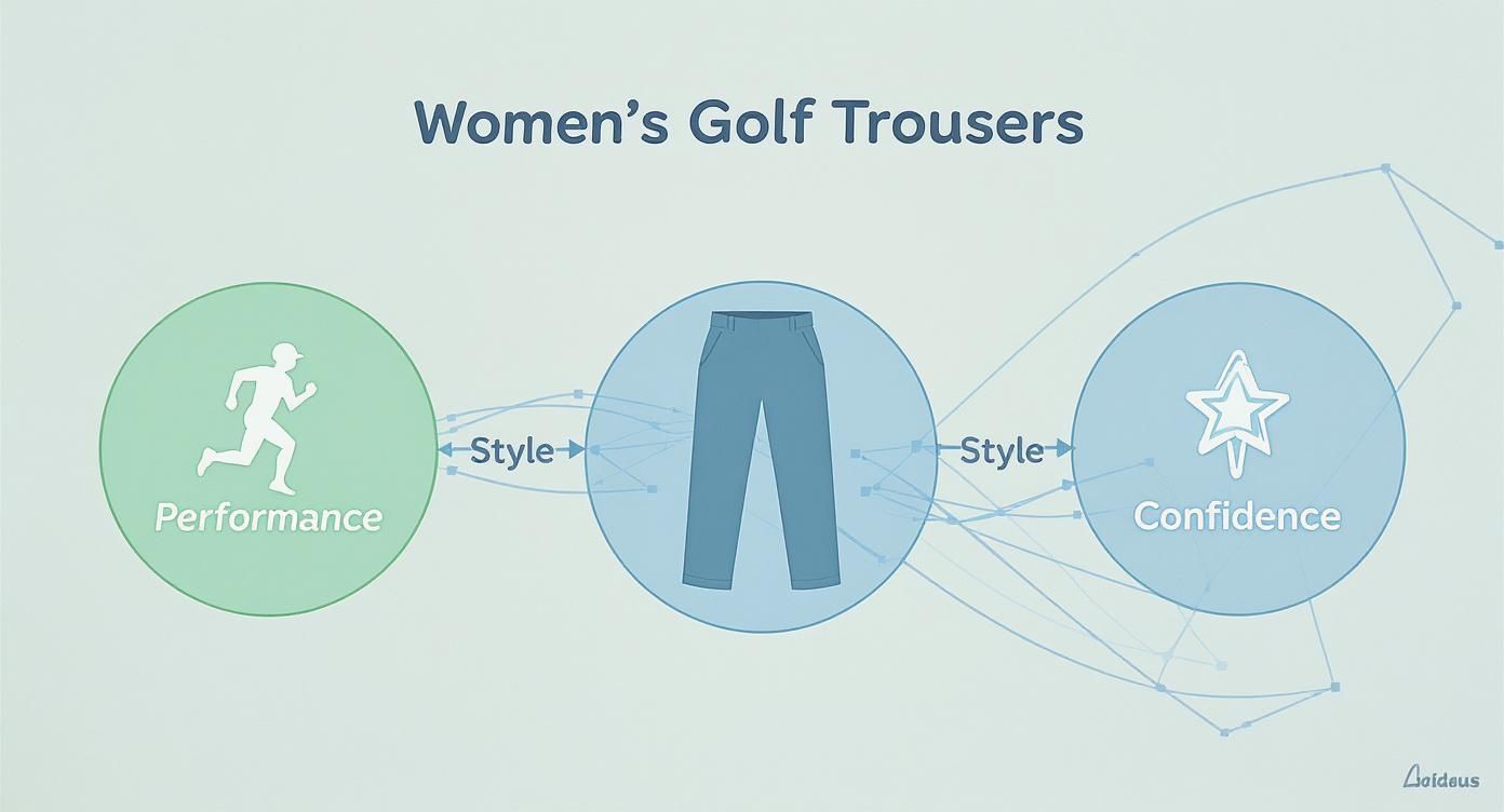 Infographic about women's golf trousers