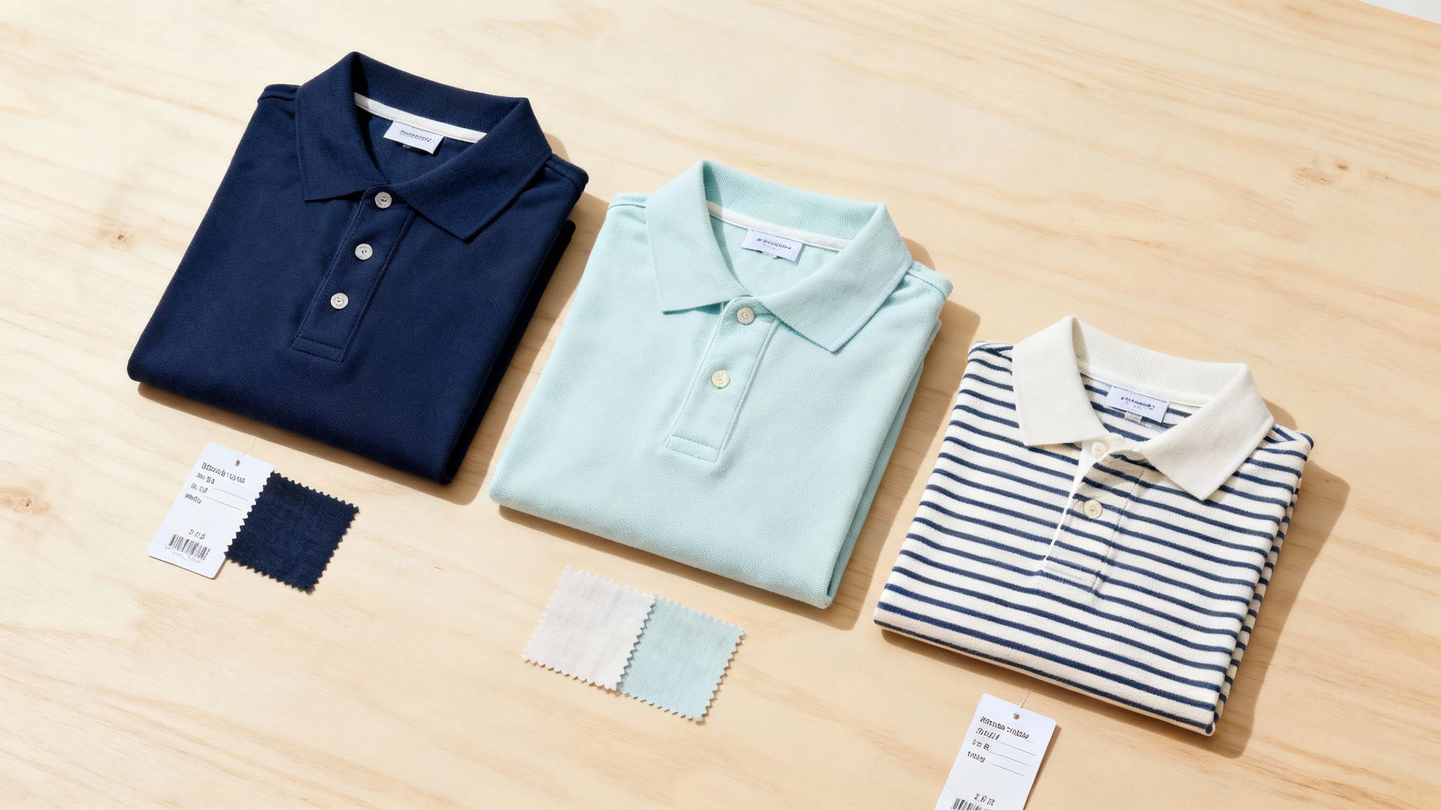 A father and son walking together on a path, both wearing matching light blue polo shirts and khaki shorts.