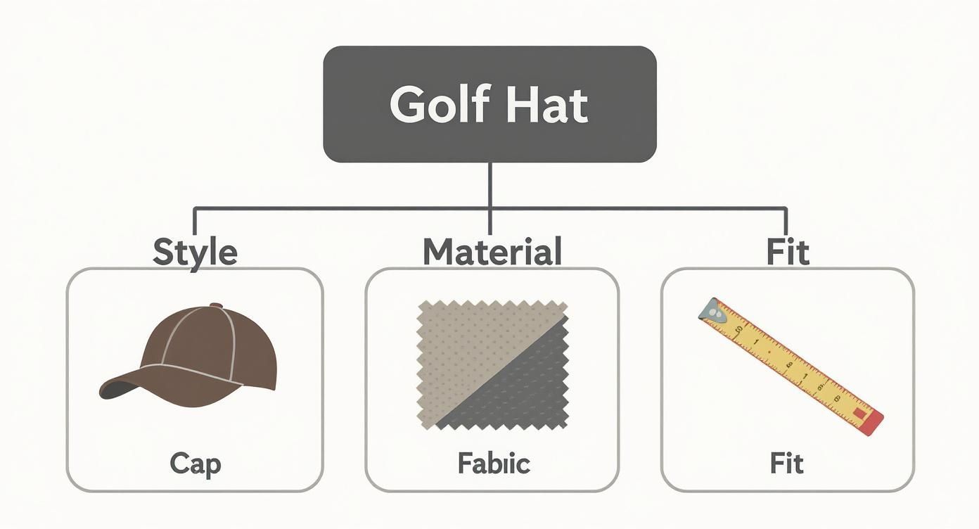 Infographic about mens golf hats